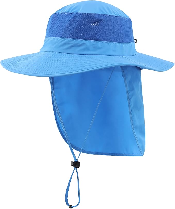 Home Prefer Outdoor UPF50+ Mesh Sun Hat Wide Brim Fishing Hat with Neck Flap Sun Hat for Men Women