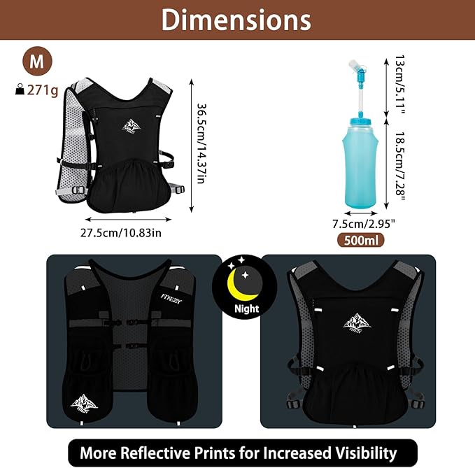 Running Hydration Vest for Women Men - Waterproof Running Water Backpack Hydration Pack with 12 Pockets, Lightweight Water Vest for Hiking Trail Cycling Marathon Race