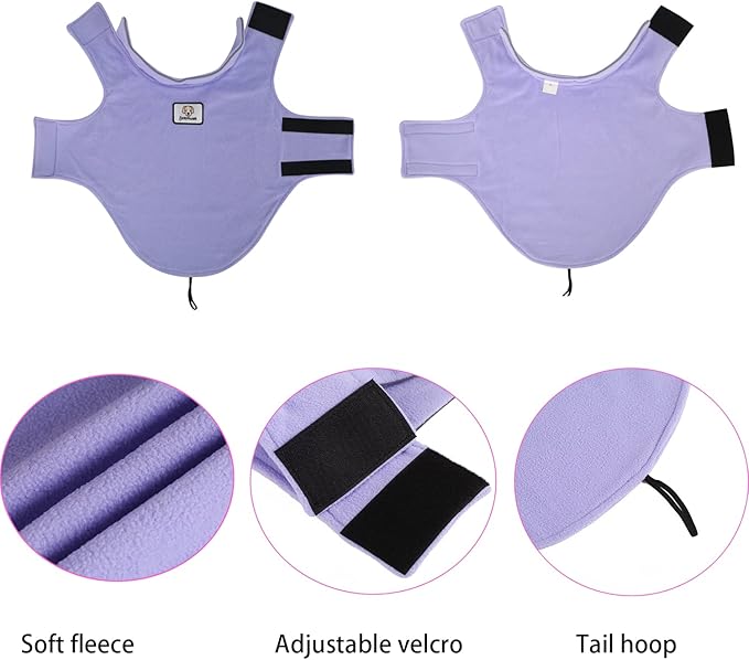 Fleece Dog Coat Winter Pet Jacket Reflective for Cold Weather for Large Medium Small Dogs(Purple,S)