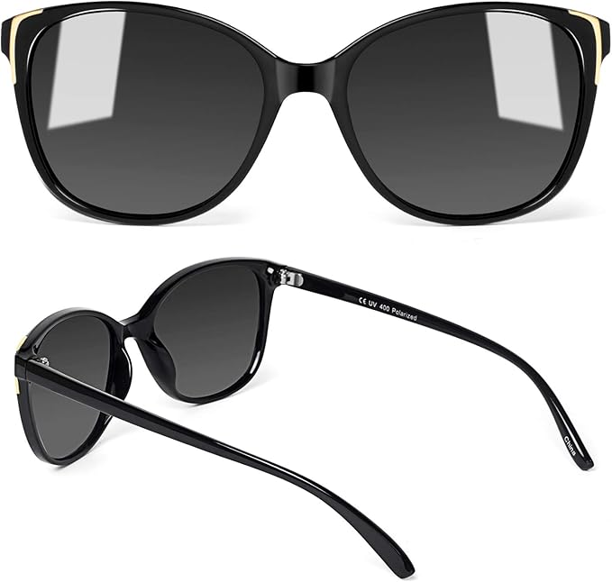 Face Shadow Polarized Sunglasses for Women, Cat Eye Sunglasses for Small Face Ladies Ultralight UV400 Protection