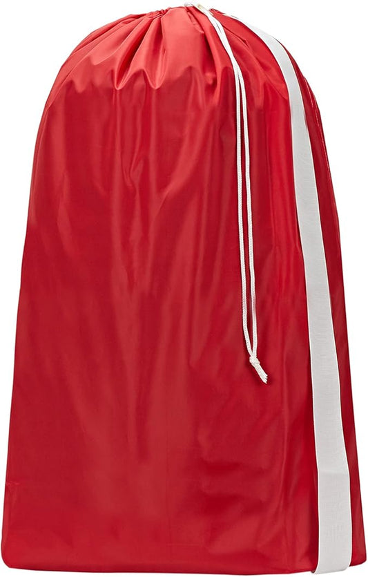 HOMEST XL Nylon Laundry Bag with Strap, Large Dirty Clothes Organizer, Easy Fit a Laundry Hamper or Basket, Can Carry Up to 4 Loads of Laundry, Red