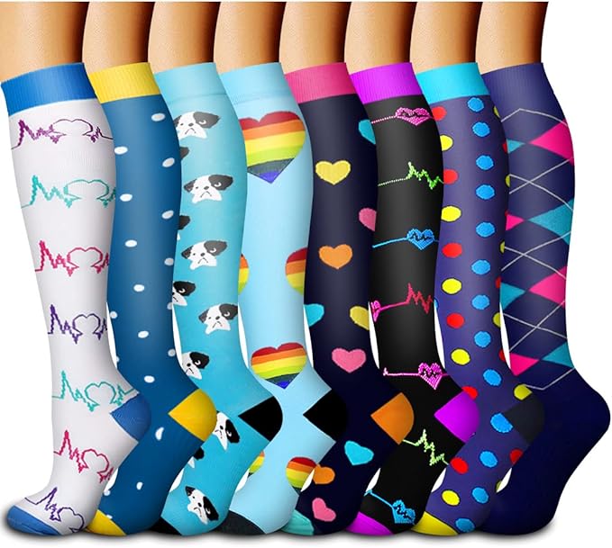 Laite Hebe Compression Socks For Women& Men circulation(8 Pairs),Socks-Best for Running,Sports,Hiking,Flight travel,Pregnancy