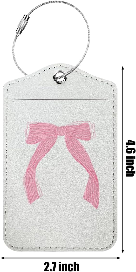 2 PCs Bible Verse Luggage Tag, Preppy Bow Suitcase Tags with Privacy Flap and Metal Loop, Coquette Luggage Tags for Suitcases, Identifiers Travel Essentials Bag Tag, Christian Gifts for Women Girl