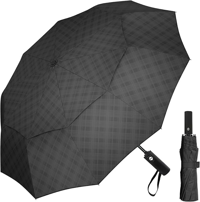 Satol 46/54/62 Inch Large Golf Umbrella, Windproof 10 Ribs Automatic Open/Close Oversize Double Canopy Vented Portable Folding Travel Umbrellas, UPF 50+ Sun & Rain Compact Umbrellas for Outdoor