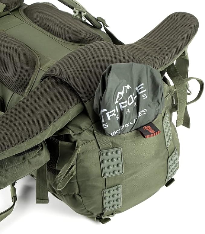 Tripole Colonel 80 Litres Internal Frame Rucksack + Detachable Day Pack, Rain Cover, Army Green