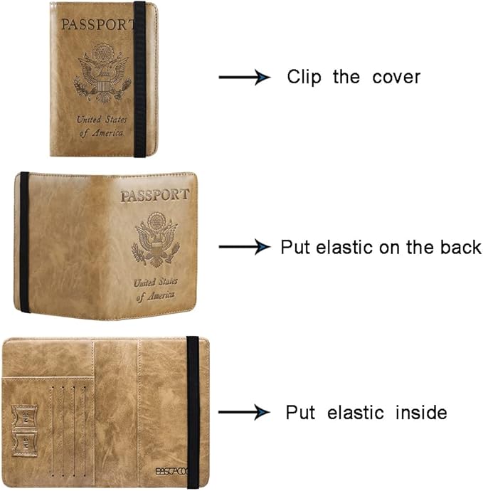 Passport Holder Cover Wallet Travel Essentials RFID Blocking Leather Card Case International Must Haves Travel Accessories for Women Men(101#Brown)