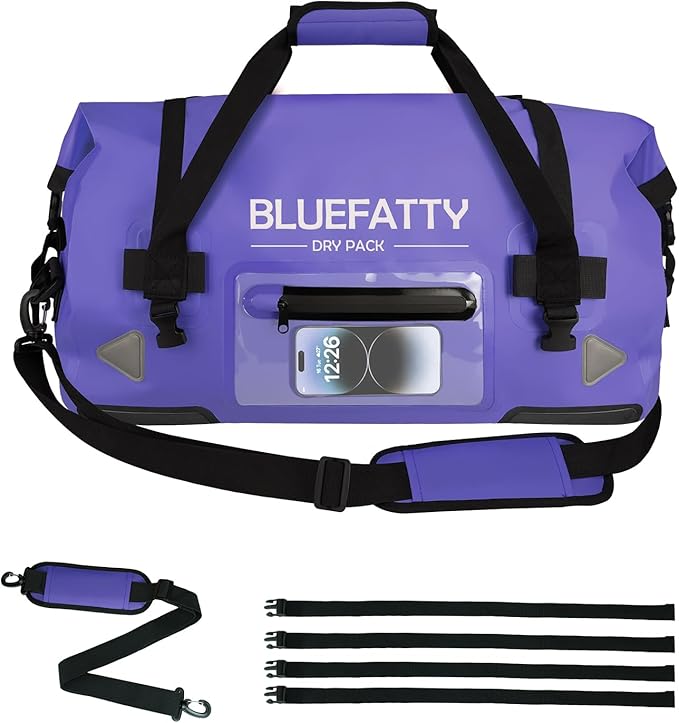 Large Waterproof Duffel Bag Roll-top Heavy Duty Dry Duffle Bags for Motorcycling, Rafting, Boating, SUP, Kayaking, Travel, 70L(Blue)