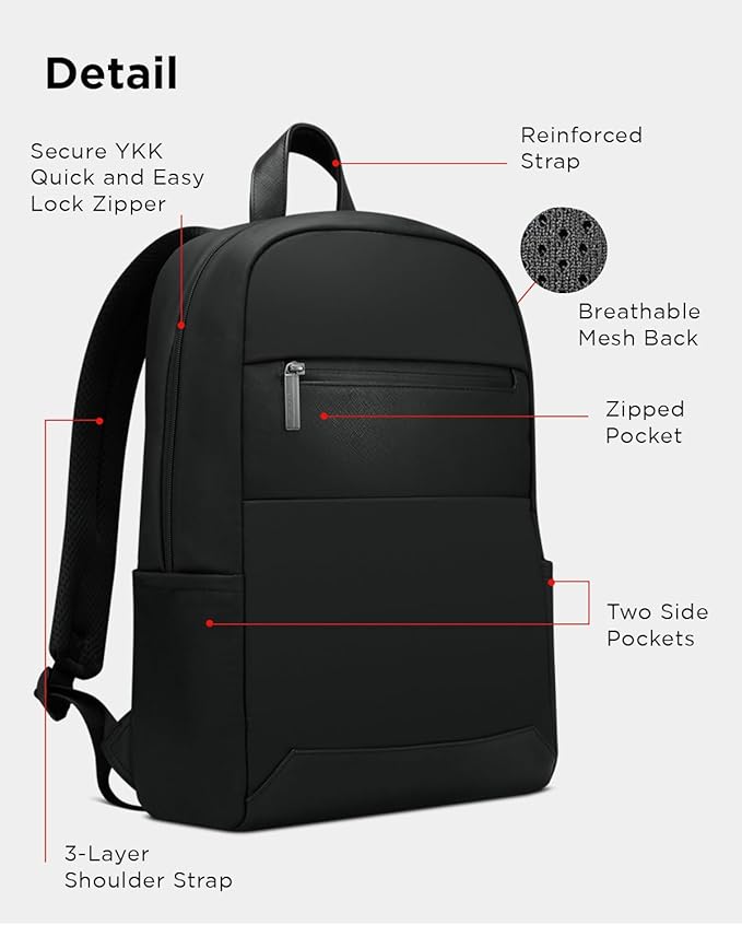 Lenovo Laptop Backpack (B500) -15L Capacity Padded Tablet & Computer Bag with Lock Zipper, Black, 15.6 Inch