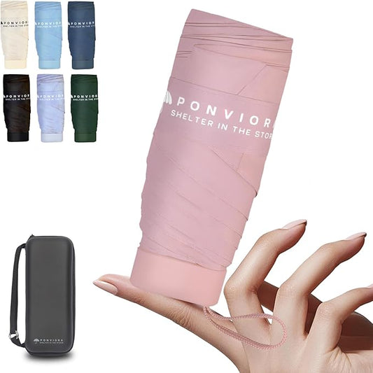 Compact Mini Windproof Travel Umbrella-UPF 50+ Sun & Rain Protection, Small Folding Design Fits in Pocket or Purse, Lightweight Portable with Case for Women, Men & Kids