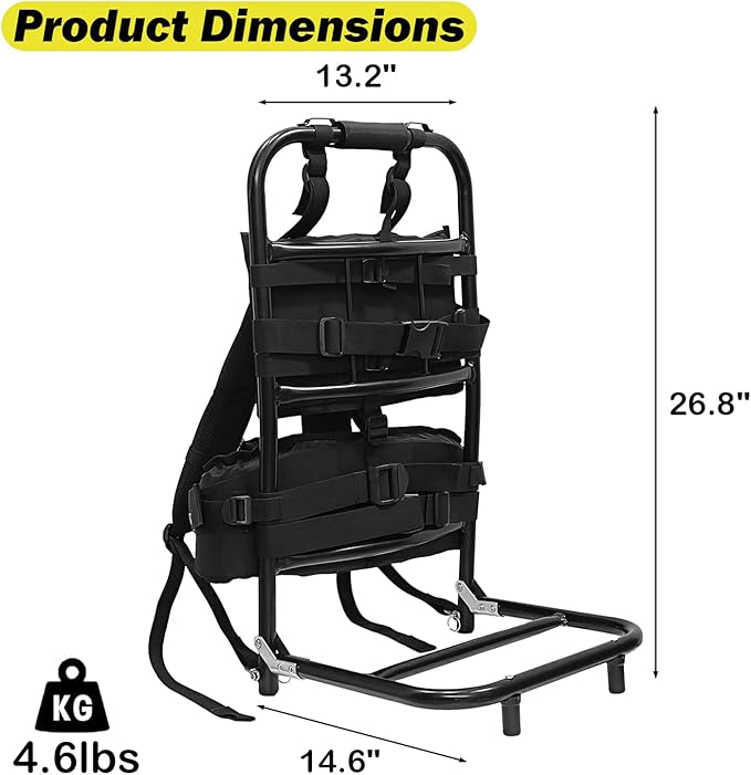 Foldable Aluminum Hunting Pack Frame, Lightweight External Frame Hiking Backpacks, Alice Pack, Hunting Backpack Frame for Travel, Outdoor