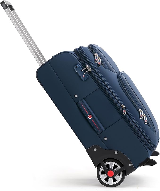ROPLUS Laduga Softside Expandable Luggage with Large Steel Wheels Checked-Luggage Suicase (Blue, 25-Inch)
