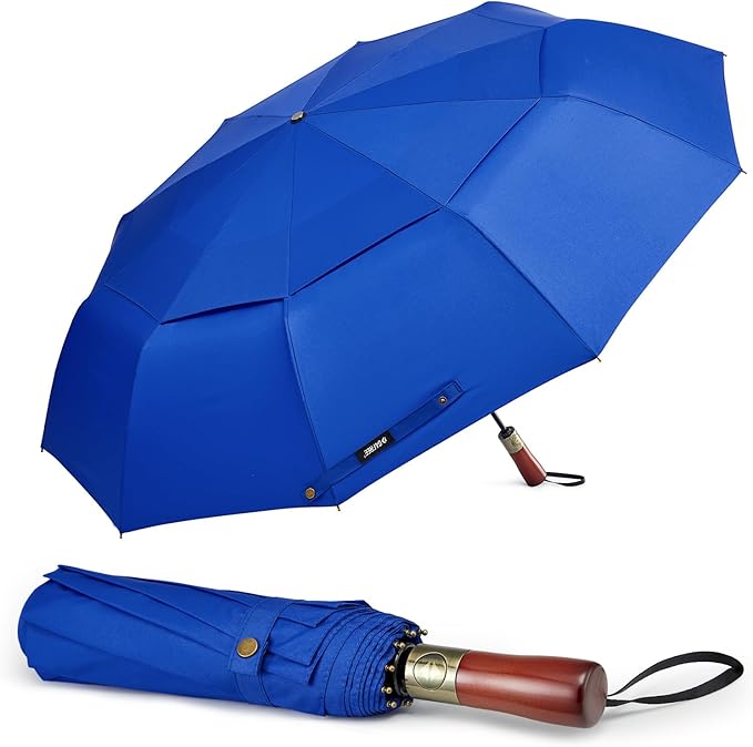 G4Free 54 Inch Large Compact Windproof Golf Umbrella for Rain Oversized Auto Open Close Folding Travel 10 Ribs Vented Double Canopy Umbrella for Women Men