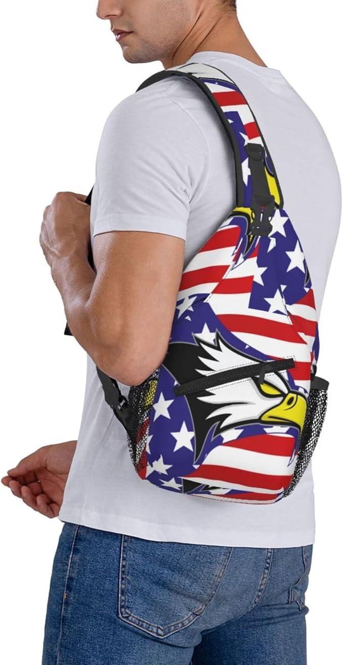American Flag Sling Bag Multipurpose Crossbody Sling Backpack Travel Cycling Hiking Shoulder Bag For Women Men
