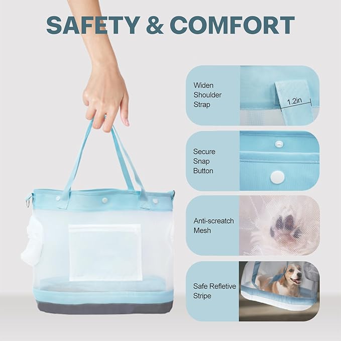 Dog Purse Carrier for Small Dogs, Cats - Dog Carrier Purse for Small Animals up to 22lbs, Collapsible Breathable Pet Carrier Sling for Outing Travel Vet-Light Blue