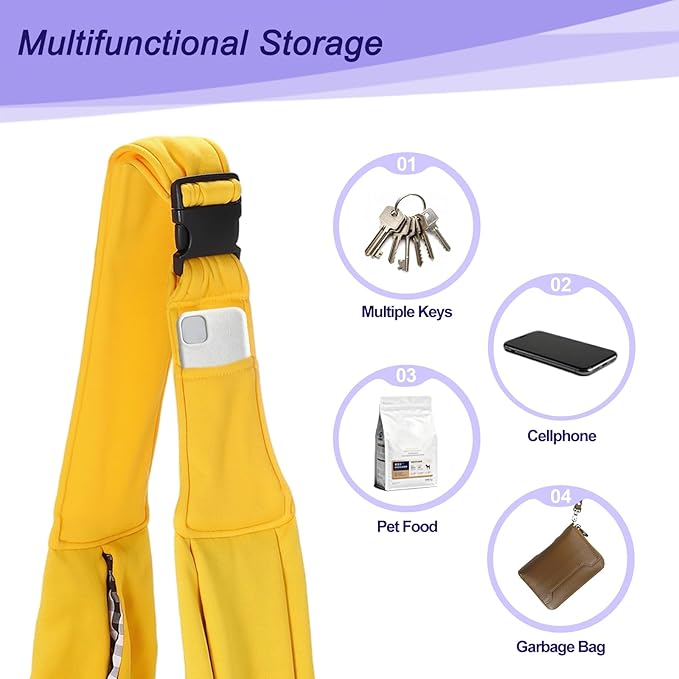 PETAXCELL Dog and Cat Sling Carrier Up to 16.5 Lbs, Hand-Free Reversible Pet Sling Carrier with Adjustable Strap and Pocket, (Yellow, 1 Pcs) Intended for Hiking/Camping/Traveling