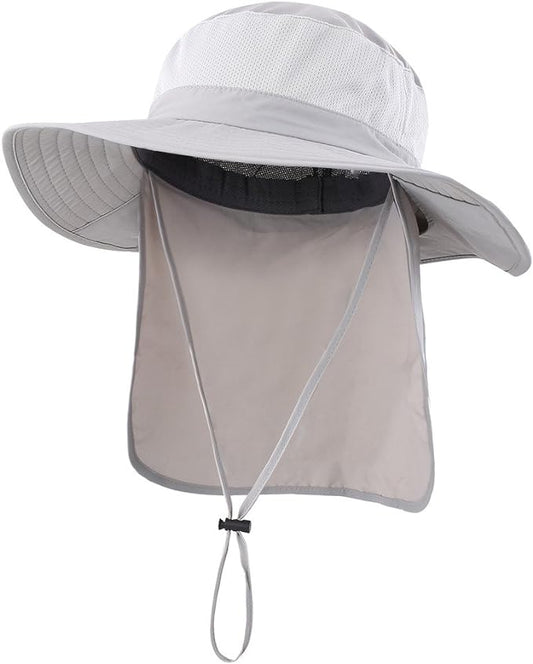 Home Prefer Outdoor UPF50+ Mesh Sun Hat Wide Brim Fishing Hat with Neck Flap Sun Hat for Men Women