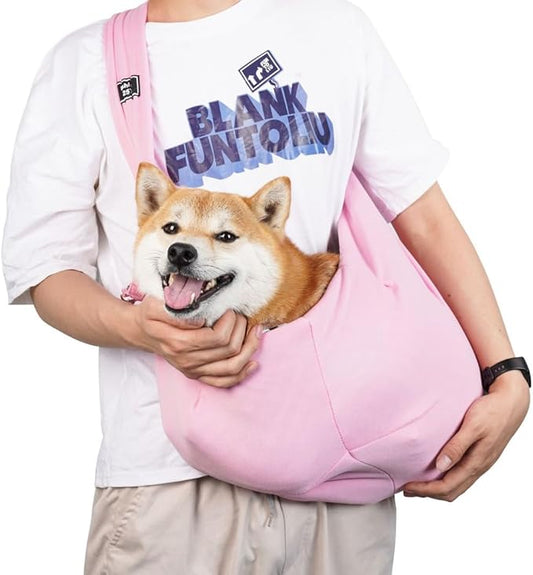 CYBERNOVA Small Pet Dog Cat Sling Carrier for 3-15lbs, with Pocket,Hand-Free Pet Bag Dog Cat Puppy Carry Bag for Travel and Walking Outdoor (Pink)