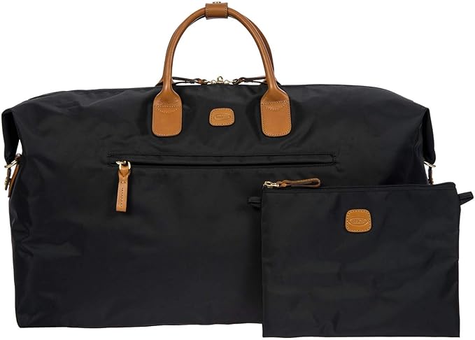 Bric's X-Travel Deluxe Duffle for Men and Women - Lightweight Overnight Carry On Travel Luggage with Tuscan Leather Trim and Sleeve Attachment - Water-Resistant Weekender or Gym-Ready Duffel