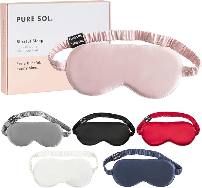Pure SOL. Silk Sleep Mask - 100% Mulberry Silk Eye Mask - Eye Mask for Sleeping & Blindfold for Power nap During Travel (Mauve)