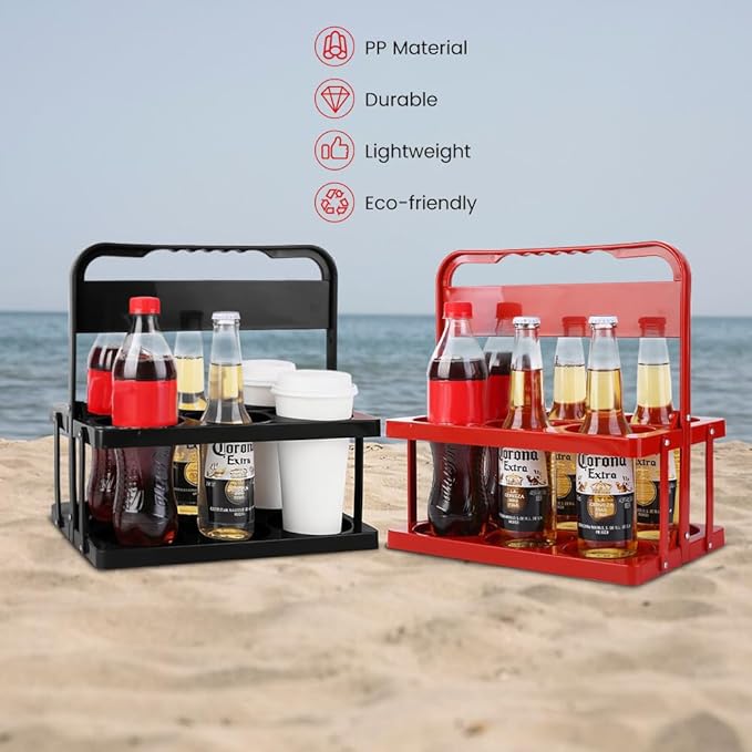 musbus Reusable Drink Carrier with Handle for Food Delivery Drivers, Portable Cup/Coffee Holder Accessories for Delivery, Foldable Drinks Caddy with Tray, Car Durable Plastic Festive Bottle, Vacation