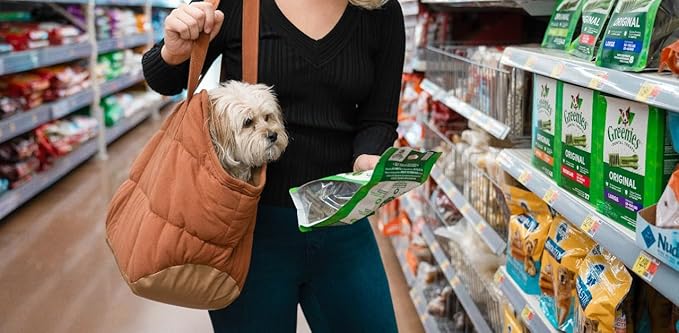 NoblePup Plush Dog Purse Carrier for Small Dogs, Soft Dog Tote Bag with Safety Harness Clip, Cozy Pet Carrier for Dogs Under 15 lbs, Comfortable Dog Shoulder Carrier for Travel, Brown