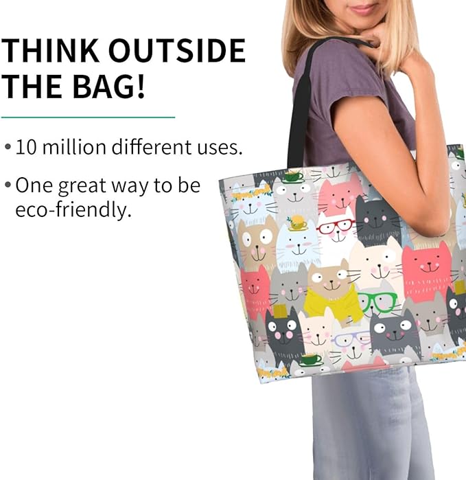 Large Tote Bag for Women Portable Beach Bag Reusable Grocery Bags Funny Gift Bag for Shopping Gym Travel