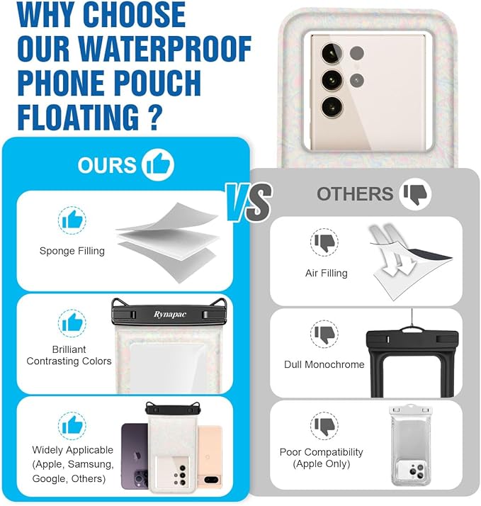 [Floatable] Waterproof Phone Pouch 2 Pack - [Up to 8.5"] IPX8 Floating Waterproof Phone Case Dry Bags with Adjustable Lanyard for Beach Vacation Travel Cruise Ship Pool Kayak Essentials