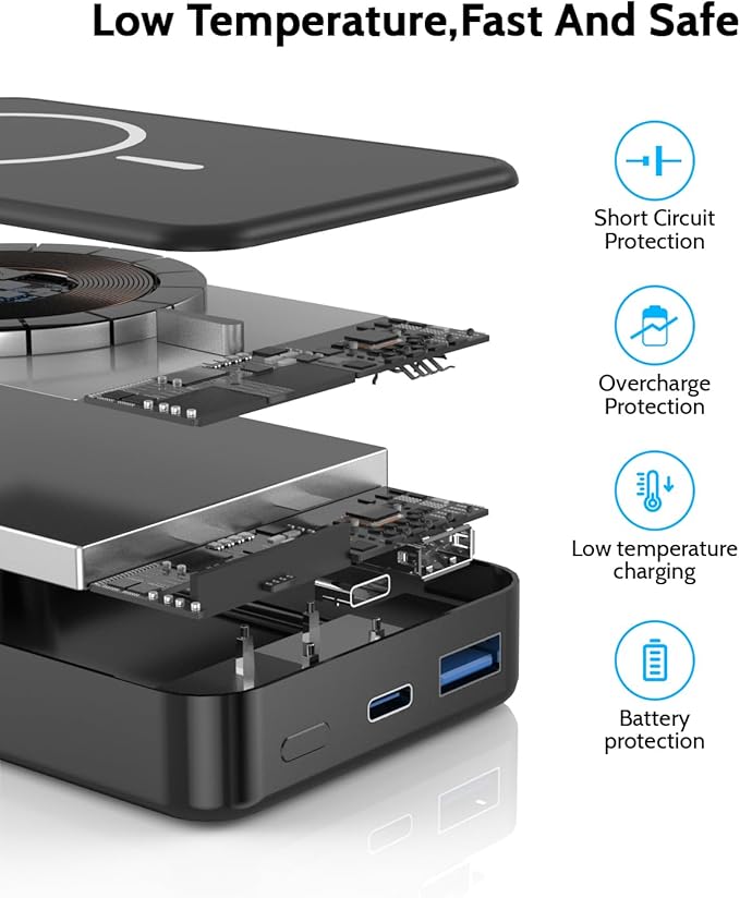 Magnetic Portable Charger for Magsafe Power Bank, 26800mAh 20W PD Large Capacity Aluminum Alloy USB-C in&Out Wireless Fast Charging Battery Pack for iPhone 17Pro Max/16/15/14/13/12 Series, Black