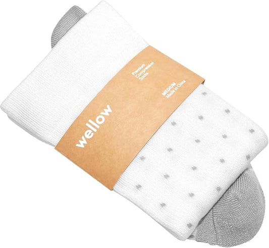 Wellow Premium Socks (Compression Socks - Regular) for Men & Women, Made with Viscose from Bamboo, Knee High, 18-25 mmHg