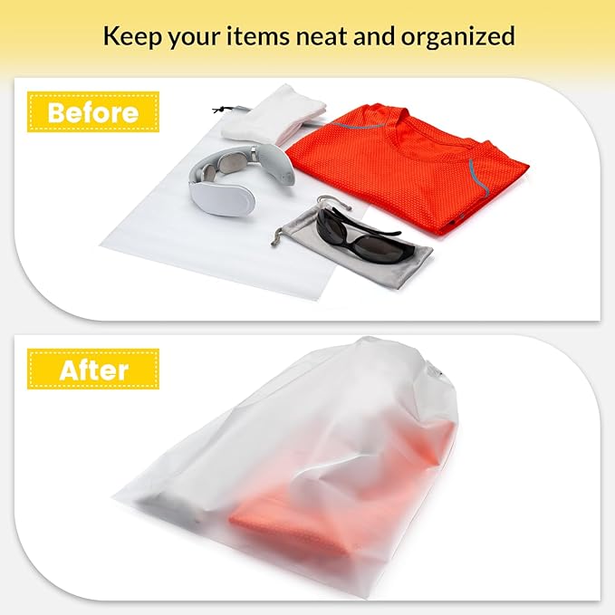 Vorspack Shoe Bags for Travel - 6 Pcs Extra Large Transparent Drawstring Backpack Travel Shoe Bag Clear Drawstring Bag Large Shoe Organizer with Rope Travel Essentials for Men Women