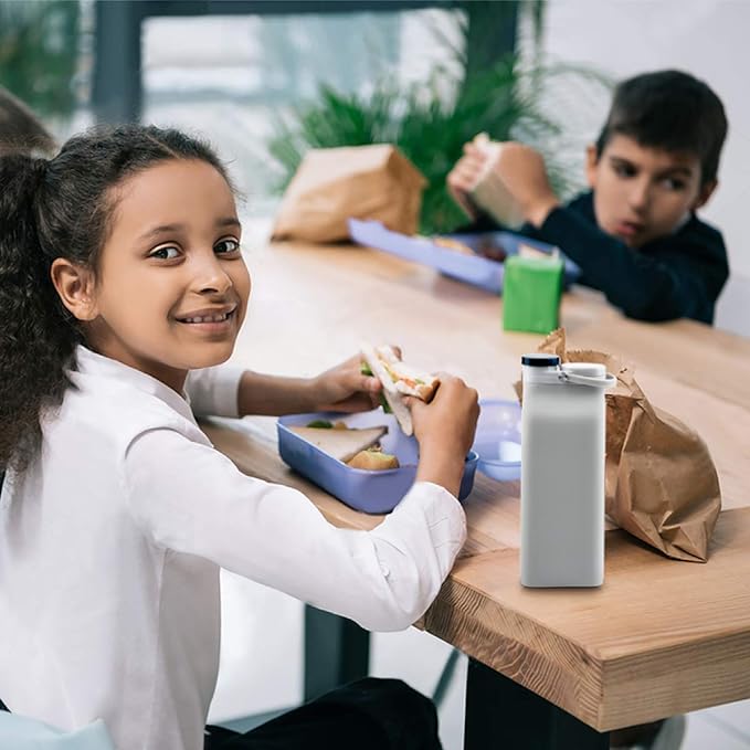 E-Senior Collapsible Water Bottle BPA Free - 20 oz Foldable Water Bottle for Travel Sports Bottles with Triple Leak Proof Lightweight (Grey)