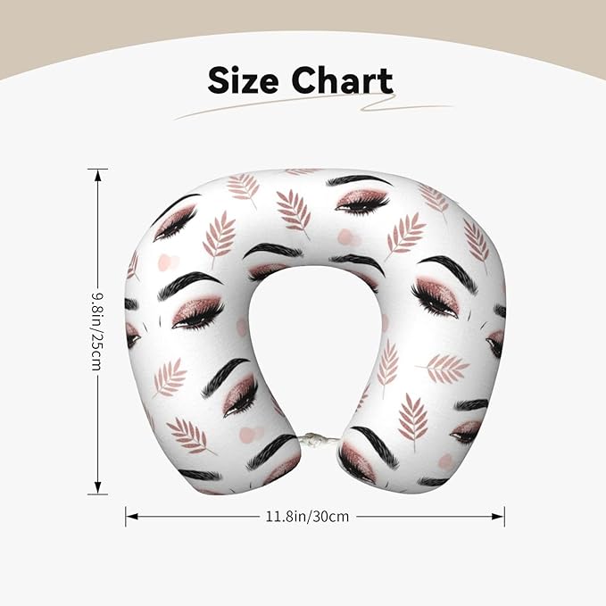 Travel Pillow for Boys and Girls, Comfortable Neck Chin Head Support Cushion Rose Gold Women Eyes Eyelash, Comfortable for Airplanes Car Sleeping Rest