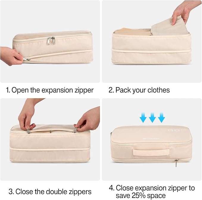 Packing Cubes for Travel, Hanke 7 Set Packing Cubes with Double Zipper,Compression Travel Bags Expandable Design,Durable Packing Organizers for Suitcase Backpack and Carry-On