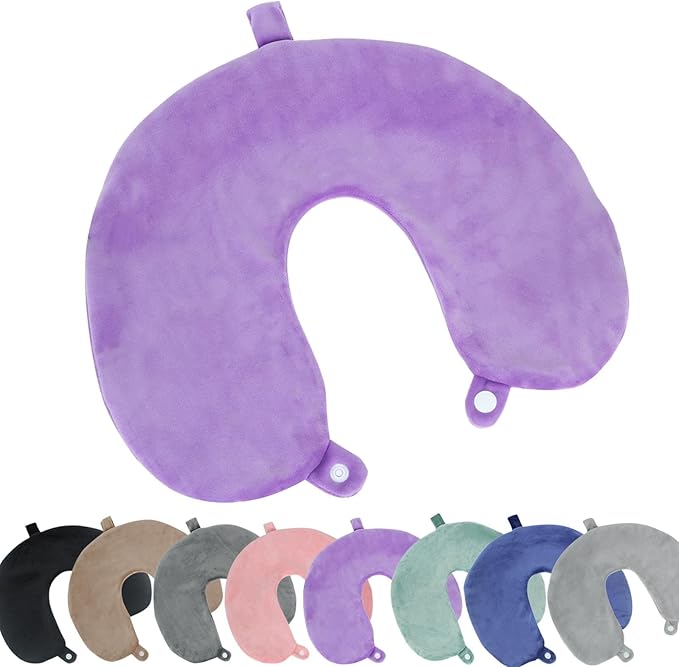 Travel Neck Pillow Cover, Neck Pillow Case, Pure, Soft and Smooh, Airplane Pillow Replacementt Cover Washable (Only Pillow Covers, no Filler)