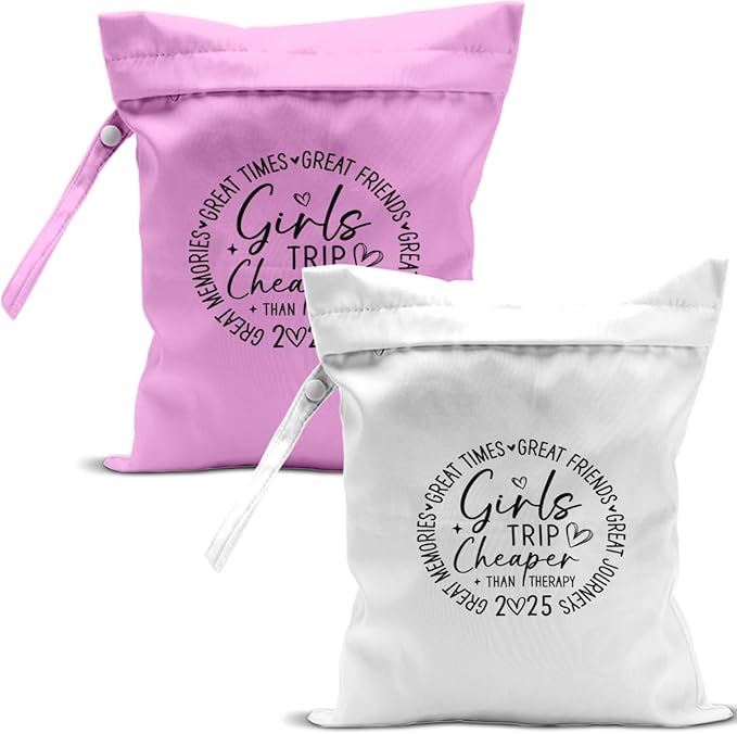 2Pcs Girls Trip Gifts Wet Dry Bag, Beach Bag Wet Bag Favors, Sunscreen Aloha Bags Swimsuit Toiletry Travel Essentials For Women, Beach Travel Laundry bags for Dirty Diaper Swimsuit Gifts