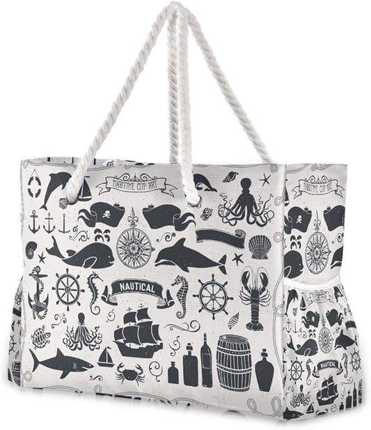 senya Large Beach Shoulder Bags Canvas Tote Water Resistant for Gym Travel Daily