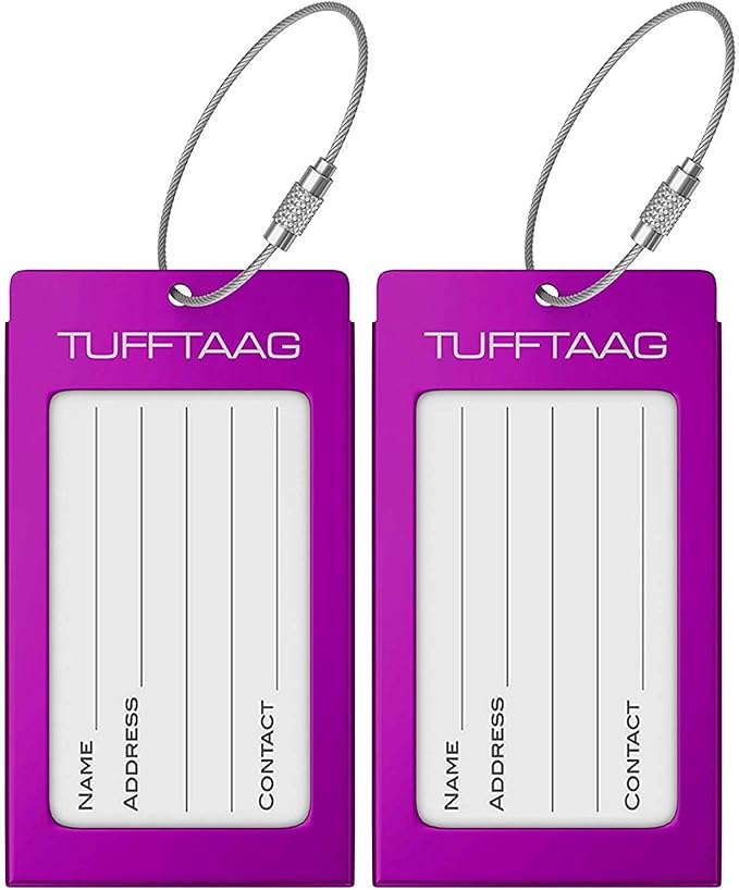 Luggage Tags Business Card Holder by TUFFTAAG - Durable Travel ID Bag Tag in Multiple Color Options, Perfect for Suitcases, Backpacks, and Carry-Ons, Easy Identification, Secure and Stylish