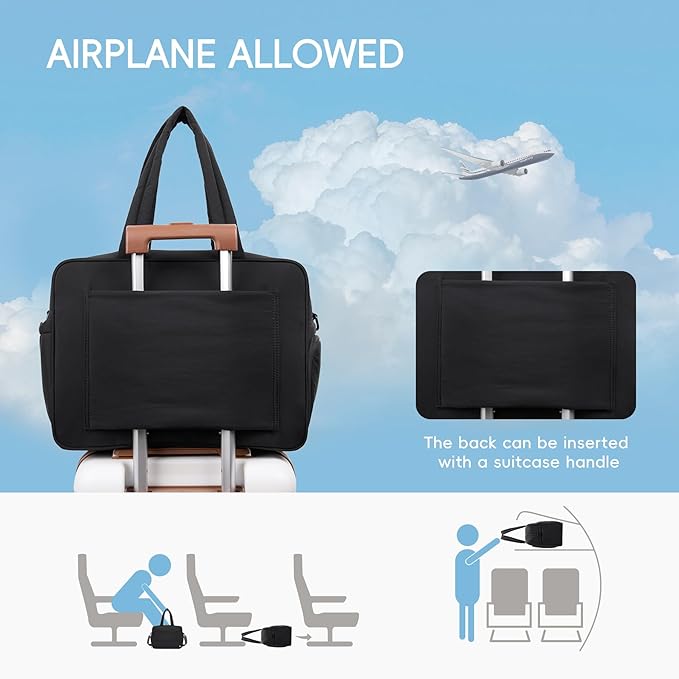 CLUCI Weekender Travel Bag for Women Puffer Tote Bag Carry On Duffle Overnight Bags with Shoe Compartment