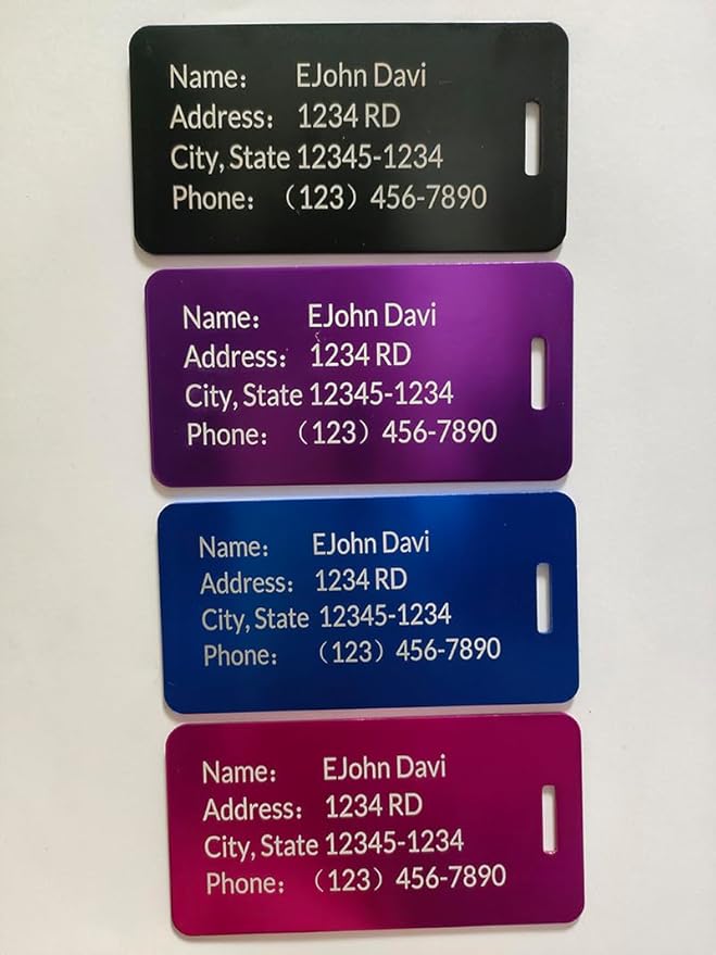 (5Pack Made in USA) Custom Personalized Luggage Tags-Customized Unique tag for Suitcase Backpack Travel,Bags (Blue (3.8×2))