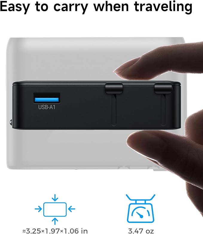 Mini Travel Adapter, 【2026 Ultra-Thin Design】 PD 25W 4-Port Power Adapter with 1 AC, 1 USB-A, and 2 USB-C Ports, Smart Temperature Control, Compatible for EU/UK/AU/AS, Ideal for Travel Essentials