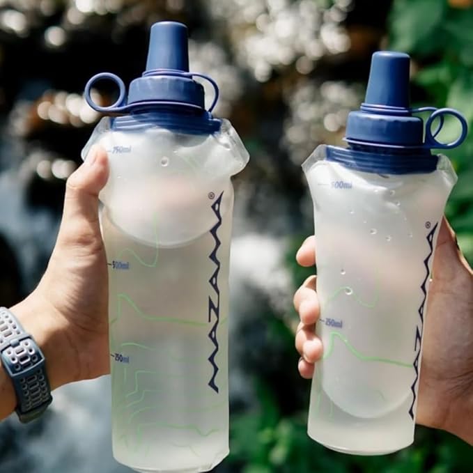 Mazama Aquabend, Collapsible Soft Water Bottle Leakproof Bite Valve Reusable BPA-Free Ultralight Travel Water Bottle Flask for Running, Gym, Camping, Hiking, Travel, Sports. (750ml)