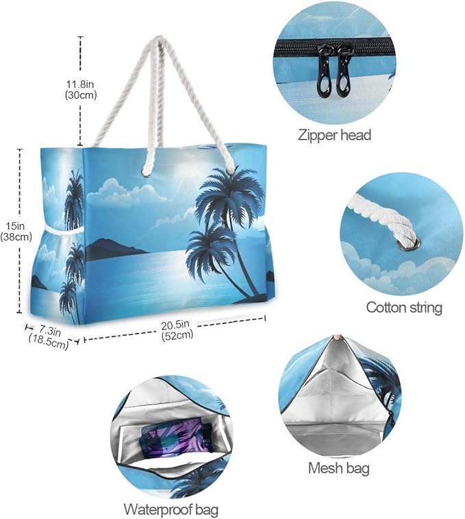 senya Large Beach Shoulder Bags Canvas Tote Water Resistant for Gym Travel Daily