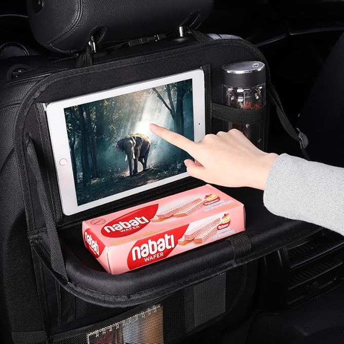 Generic Car Back Seat Organizer, Foldable Rear Seat Storage Bag with Tablet Holder, for 2017-2018 Hyundai Elantra, Black, heiseB＋1