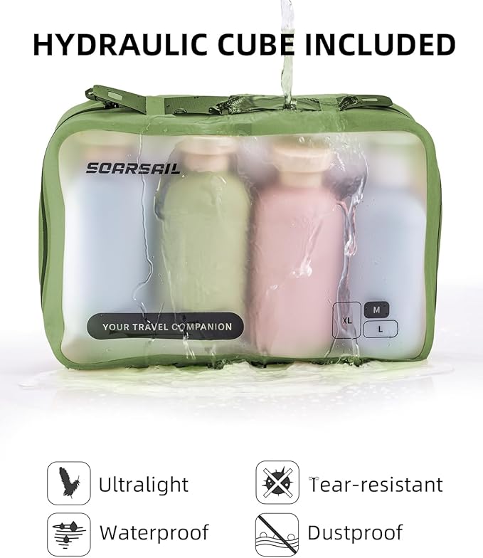 6 Set Compression Packing Cubes for Travel, Large Medium Small Luggage Organizers, Storage Bags for Clothes (6 Pack, Forest Green)