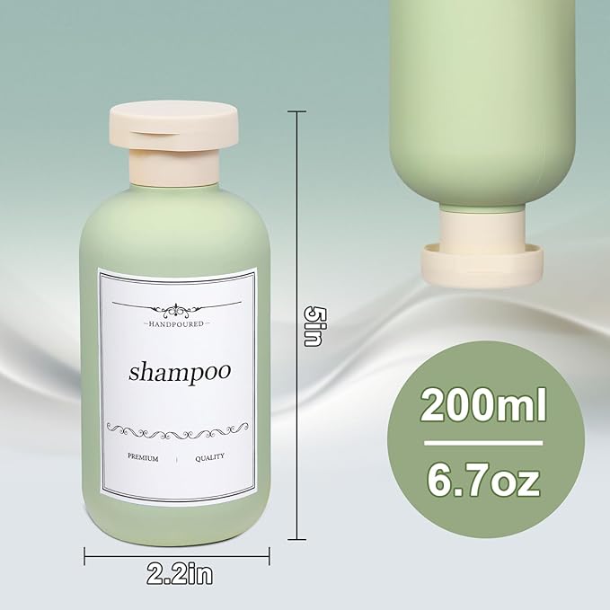 ASEVAT 6.7oz Airtight Plastic Travel Shampoo Bottles, Empty Squeeze Bottle, Travel Shampoo and Conditioner Bottles Refillable, Hand Soap Dispenser for Vacation, Gym, Lotion(PinkGreenBlue)