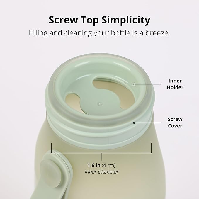 BLUE GINKGO Collapsible Water Bottle [2-Pack] – Lightweight, Foldable Silicone Bottles for Travel, Hiking, and Camping (16.9oz, Made in Korea, Olive Green)