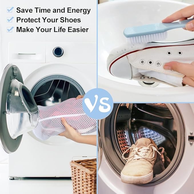 Vivifying Shoe Washing Machine Bag, 2 Pack Honeycomb Mesh Laundry Bag with Zipper for Sneakers, Running Shoes, Sock, Bras, Delicates and Toys