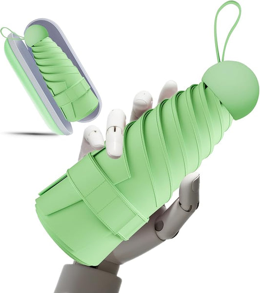 Windproof Mini Travel Folding Umbrella - UPF 50+ Sun & Rain Protection, Small Compact Lightweight Design Fits in Pocket or Bag, Eco-Friendly Fabric Wallet Umbrella for Commuter, Men Women Boys Girls