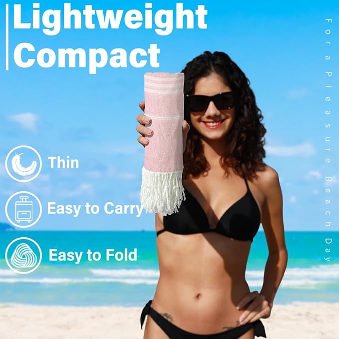 Thin Turkish Beach Towel Lightweight Quick Dry Absorbent Cotton Bathroom Bath Pool Swim Towels Extra Large Oversized Sand Free Beach Accessories Essentials Cloud Gifts for Adult