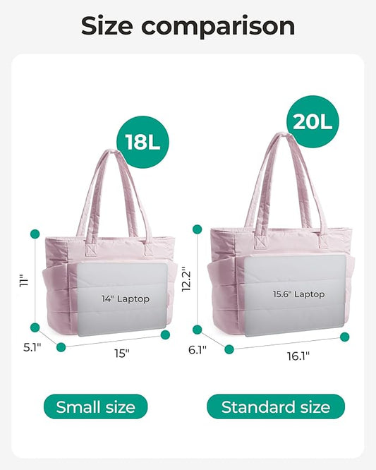BAGSMART Tote Bag for Women, Lightweight Puffy Tote Bag with Compartments Shoulder Bag Handbag for Travel, Work, Gym